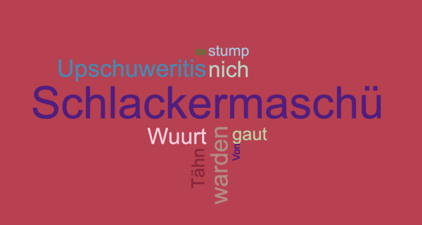 Die plattdeutschen Wörter des Jahres auf einer Kachel.