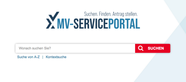 Screenshot von der Suchmaske des Serviceportals