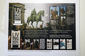 Ein Denkmal wird zum Film auf dem Handy.