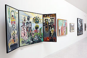 Sieben Bilder an der Wand. Alle zum Thema Meer.