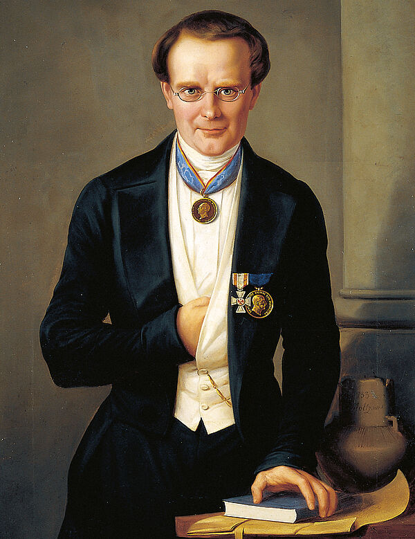 Ein Gemälde mit dem Bild von Friedrich Lisch.