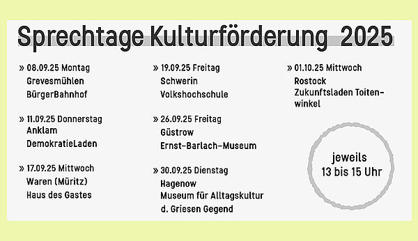 Eine Übersicht. In der Übersicht stehen die Termine der Sprechtage.