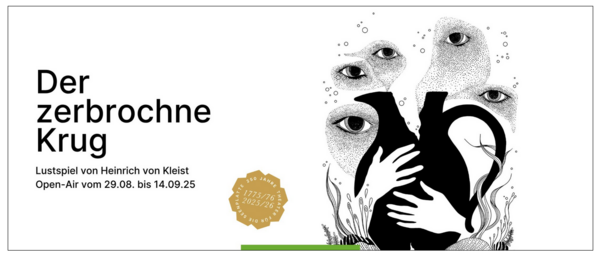 Plakat für ein Theaterstück. Gespielt wird: Der zerbrochene Krug.