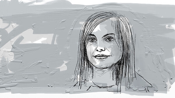Eine Porträtzeichnung von Nadja Uhl.