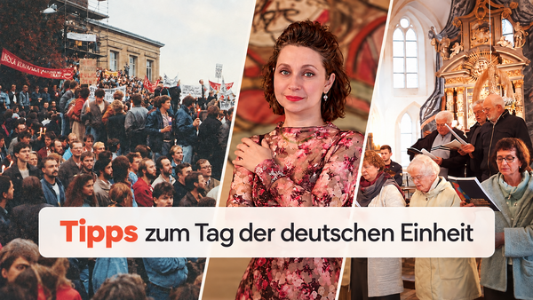 Eine Kachel mit drei Bildern. Drei Tipps für Veranstaltungen.