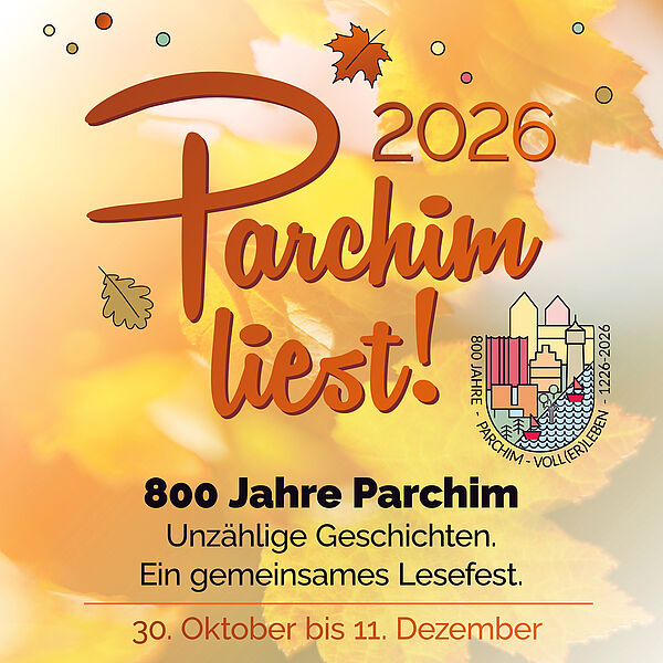Das Logo zeigt das Motto der Aktion: Parchim liest.