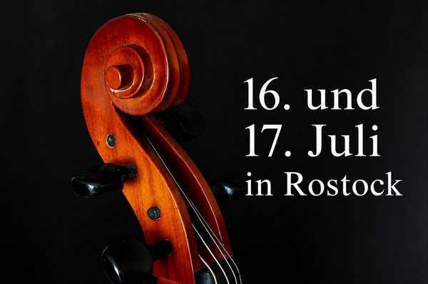 Ein Plakat mit einem Musikinstrument und dem Termin des Wettbewerbs.