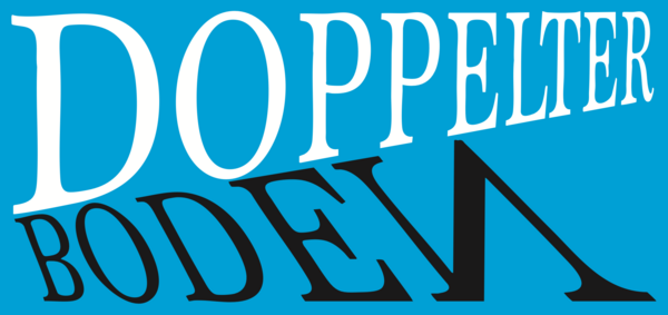 Die Grafik zur Ausstellung. Zu lesen ist: Doppelter Boden.