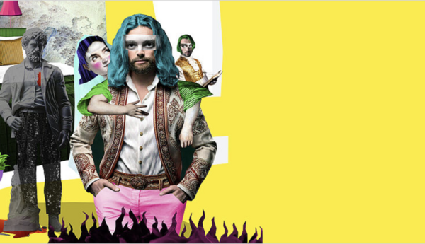 Plakat für eine Oper. Zu sehen sind mehrere Personen.