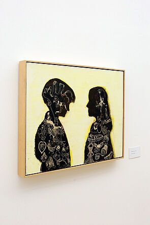 Ein Gemälde. Zu sehen sind die Schattenrisse von zwei Kindern.