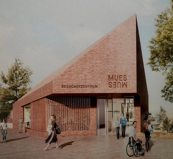 Ein Plan zeigt, wie der Eingangsbereich des Museums aussehen soll.