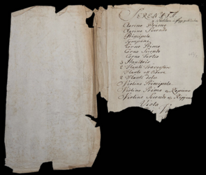 Zwei Papierblätter. Das Papier ist sehr alt und kaputt.