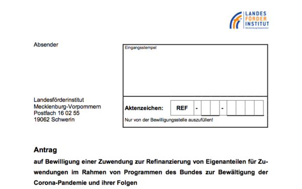 Ausschnitt eines Förderantrags.