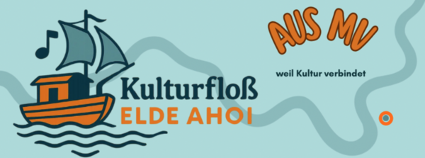 Auf einem Plakat schippert ein kleines Boot über einen Fluss.