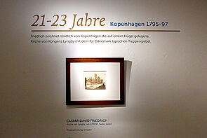 Eine Zeichnung von Caspar David Friedrich. Zu sehen ist eine Kirche.