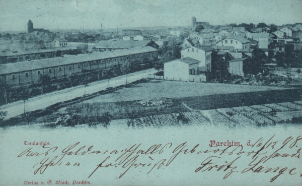 Eine sehr alte Ansichtskarte. Die Karte zeigt die Stadt Parchim.