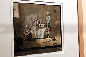 Ein Gemälde. Darauf zu sehen: Zwei Frauen, zwei Kinder, ein Mann.