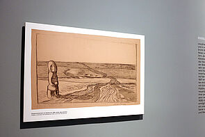 Eine Zeichnung von Ernst Barlach. Zu sehen ist ein weites Feld.