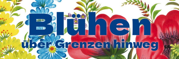 Eine Ankündigung zeigt bunte Blumen.