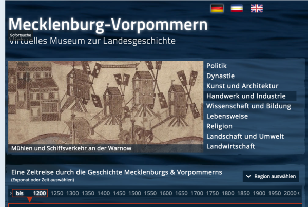 Ein Screenshot der Titelseite des Virtuellen Landesmuseum.