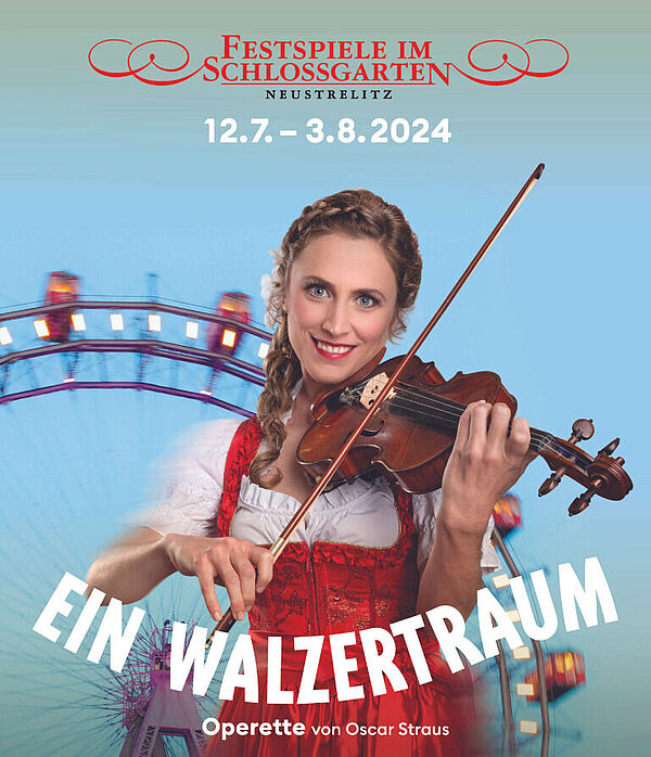 Das Plakat zeigt eine Frau mit einer Geige.