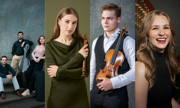 Collage von jungen Musikern, die einen Preis gewonnen haben.