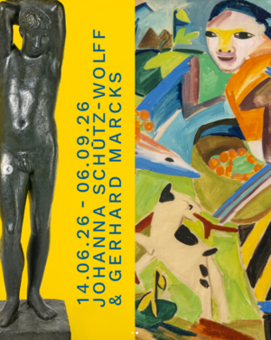Plakat der Ausstellung. Mit dem Titel der Ausstellung und dem Datum.