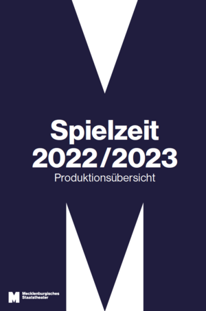 Auf einem großen, schwarzen M steht in weißer Schrift "Spielzeit 2022/2023".