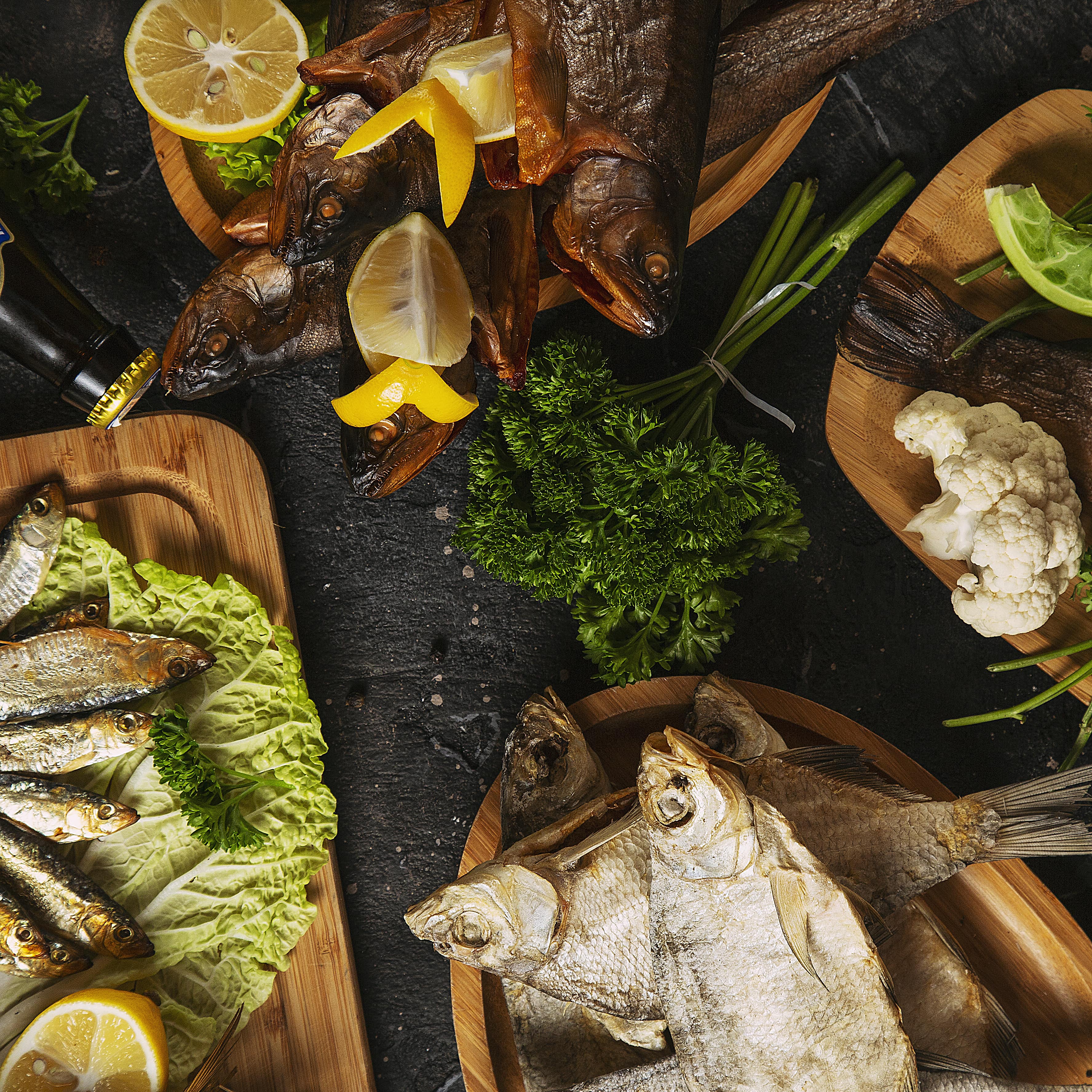 Großes Fischbuffet im Bootshaus