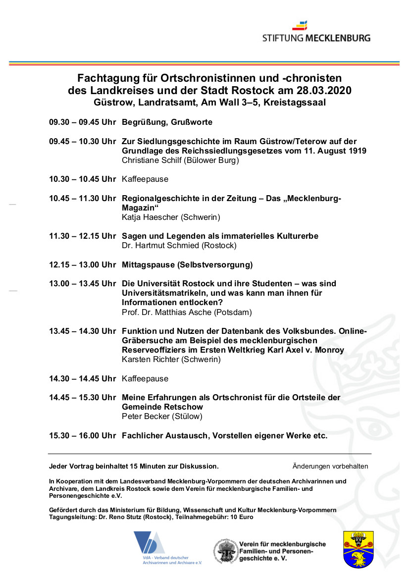Fachtagung für Ortschronistinnen und -chronisten